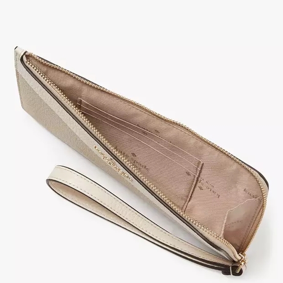 Kate Spade NWT Lucy Colorblock Pebbled Leather Medium L-zip Wristlet - Picture 7 of 8